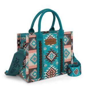 Wrangler Aztec Pattern Dual Sided Print -Tote/Crossbody Hand Bag Tote Purse